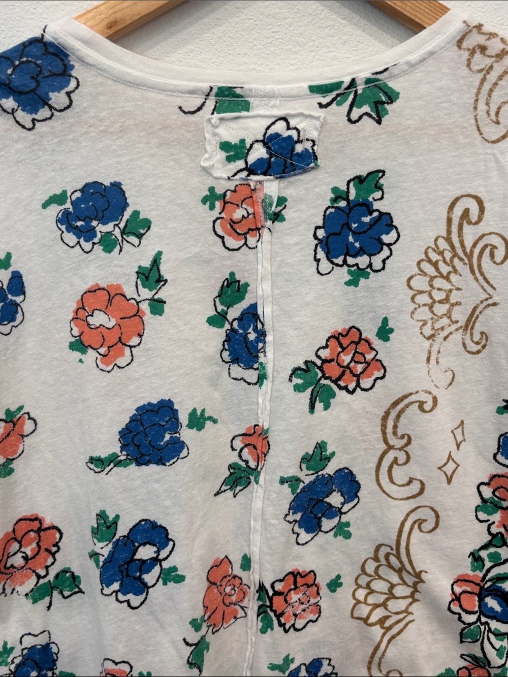 Free People We The Free Women’s White Floral Short-Sleeve Tee Size M - Picture 6 of 8